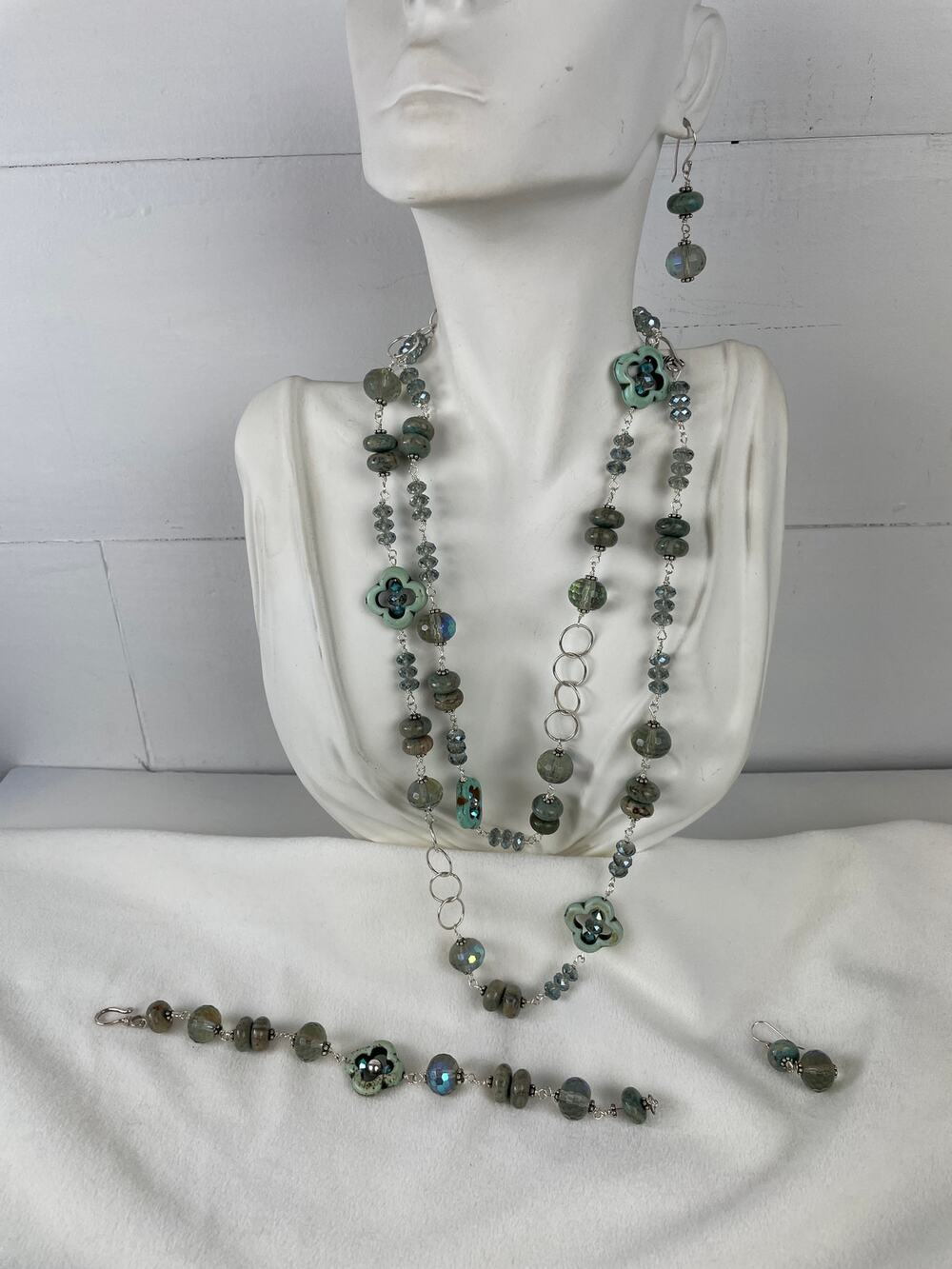Earthy Elegance Handcrafted Sterling Silver Jewelry Set Necklace/Bracelet